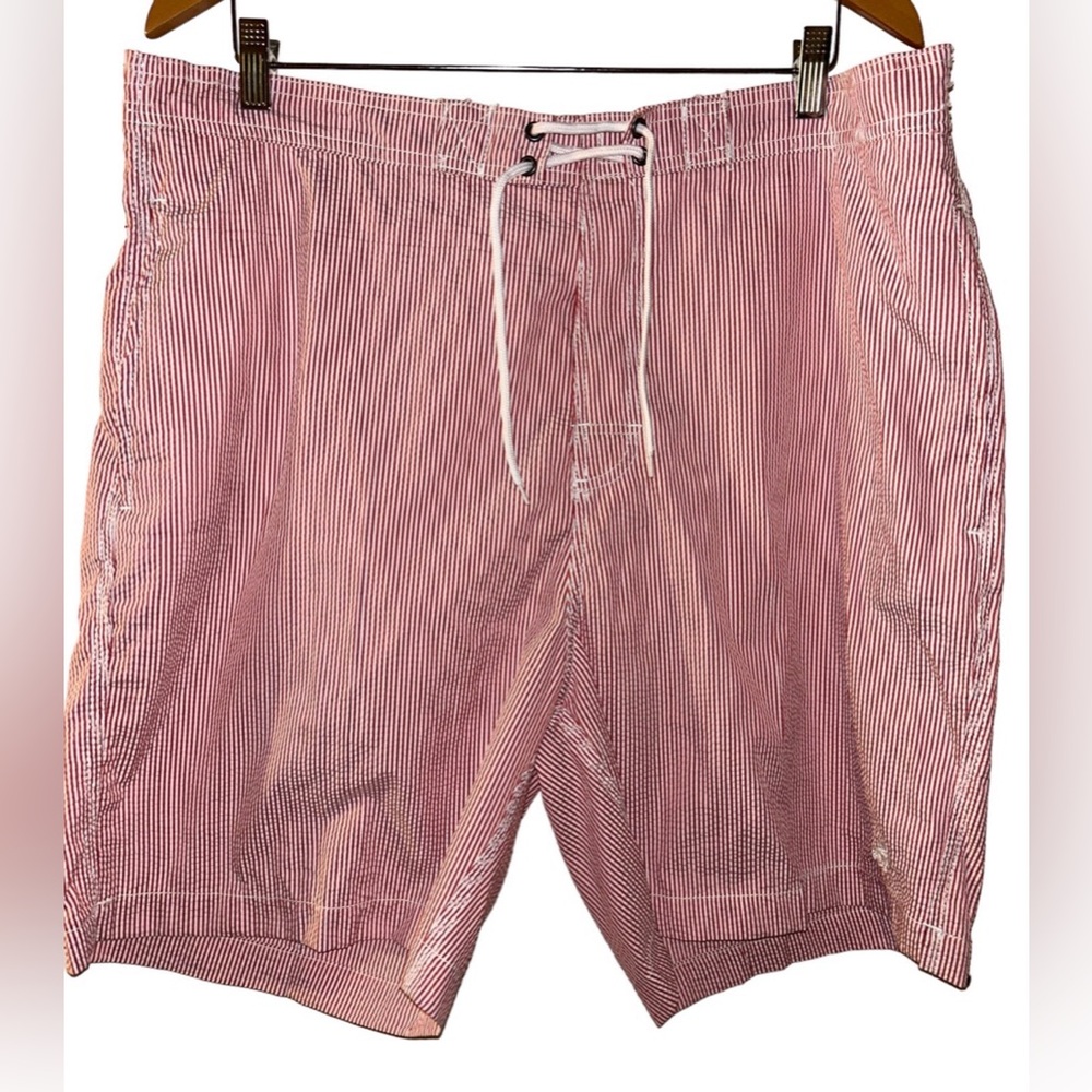 Trunks Surf & Swim Co Sz XXL Red/White Trunks; Seersucker type Fabric